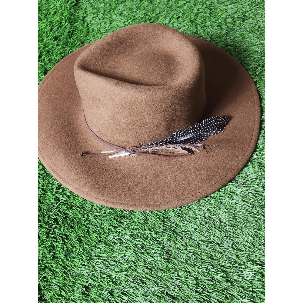 Stetson Fedora Hat Mens L Brown Wool Coloma Driftwood Wide Brim Feather Western